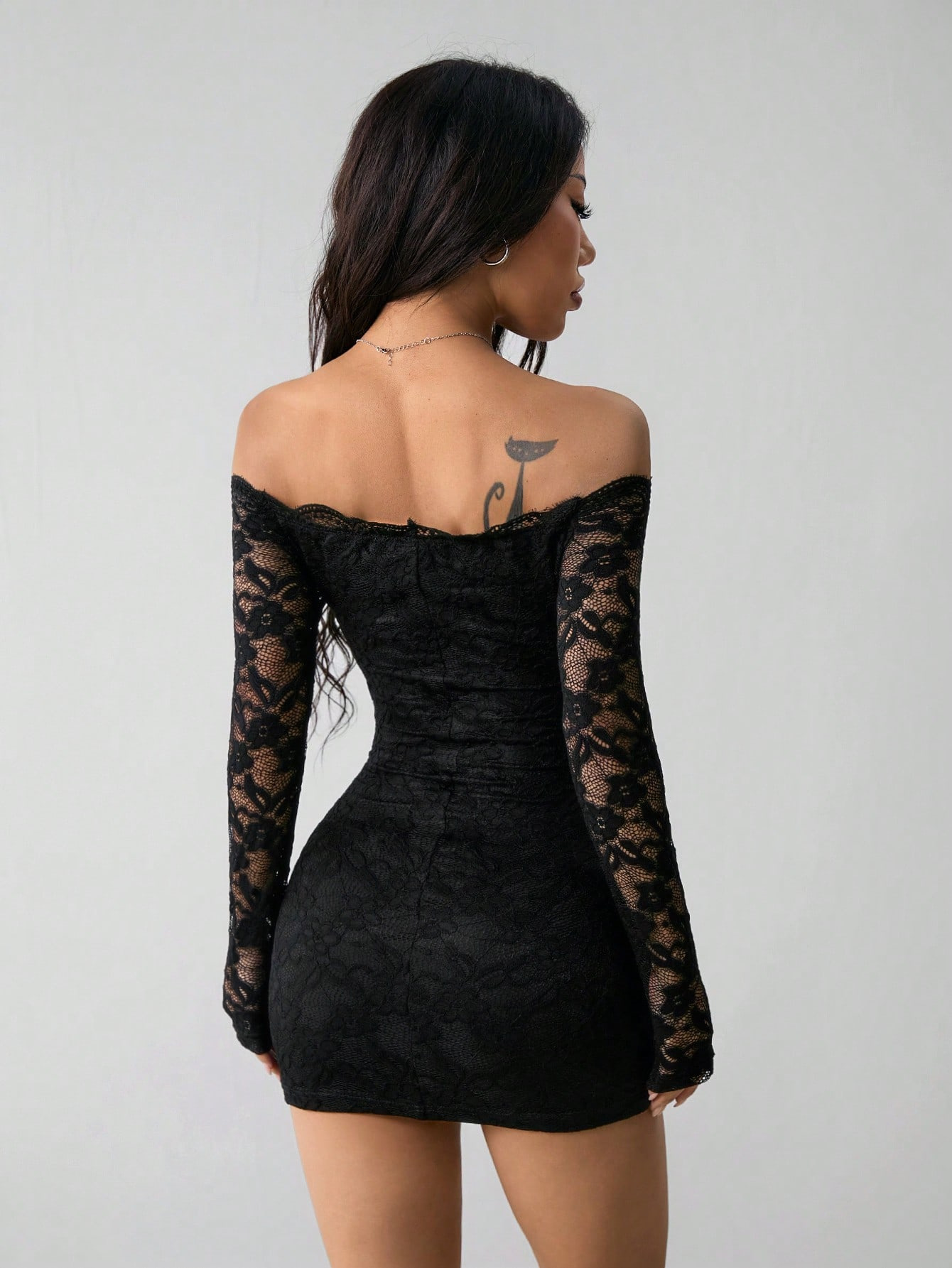 Lace Off-Shoulder Long Sleeve Dress - Image 4