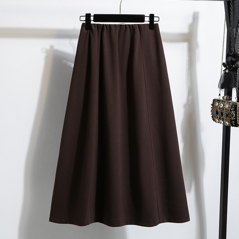 Plus Size Acetate Wool Blend A-Line Skirt with Pockets - Image 2