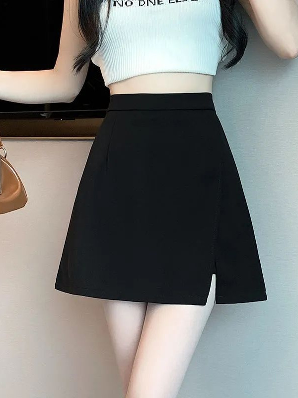 Irregular Split A-Line Skirt with Safety Shorts - Image 5