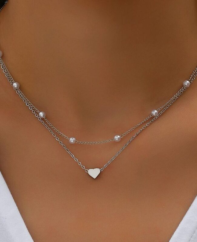 The Noemie Imitation Pearl Layered Necklace with Heart Pendant for Detail – La Rose Couture Jewellery & Accessories