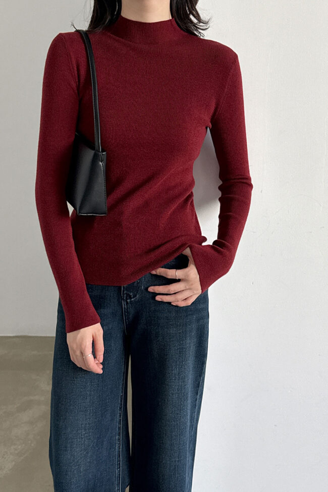 The Penelope Half High Collar Knitted Sweater Detail – La Rose Couture Coats & Jackets