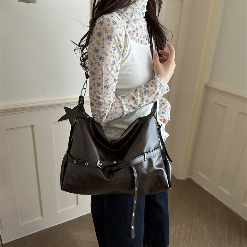 Large Capacity PU Shoulder Bag Casual Soft Crossbody Bag - Image 5