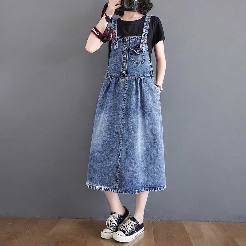 Women's Slimming Denim Suspender Dress - Image 3