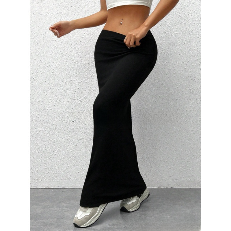 Womens Solid Color Slim Long Skirt - Image 4
