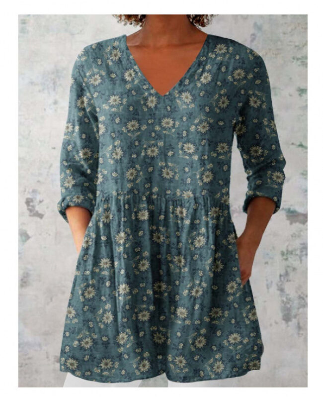 The Angele V Neck Loose Print Dress – La Rose Couture Dresses & Gowns