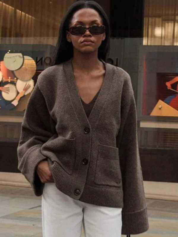 V-Neck Knitted Cardigan Jacket