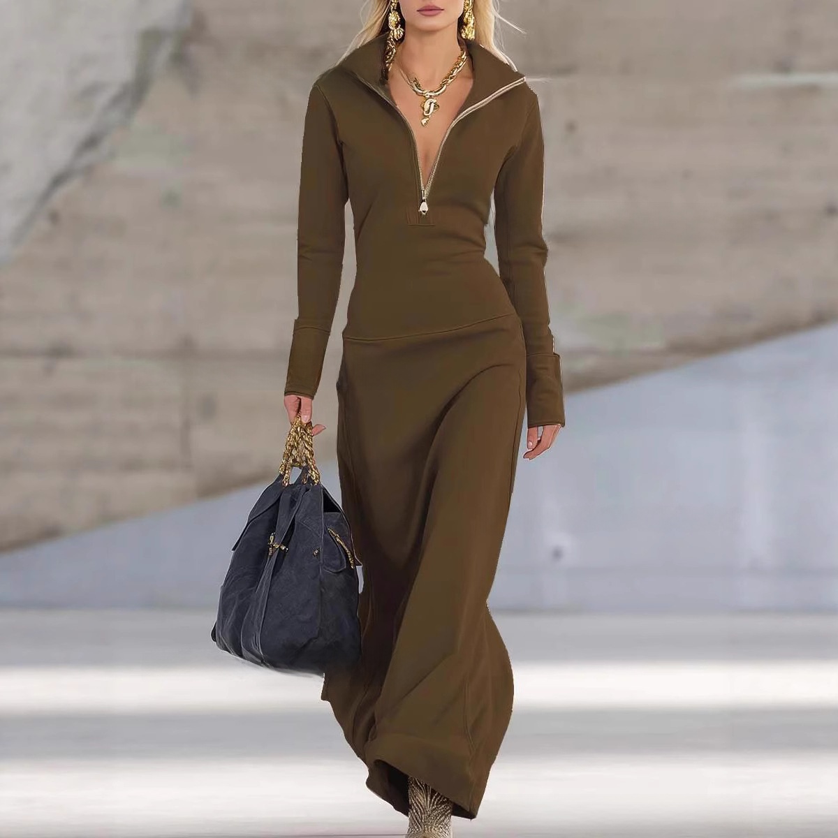 Womens Half Zip Polo Dress - Image 5