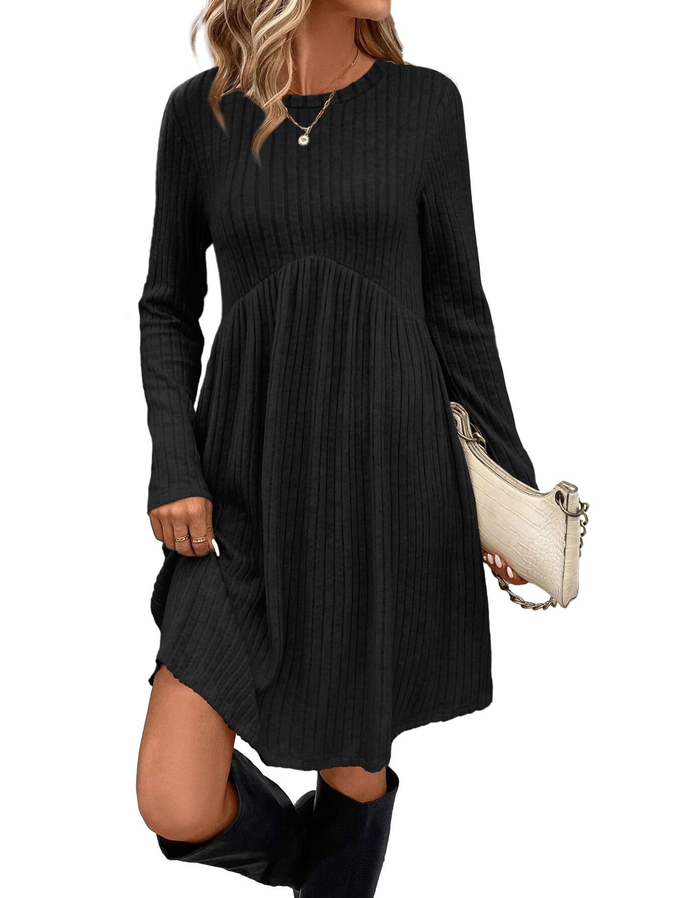 Women's Long Sleeve Knit Dress with Belt - Image 4