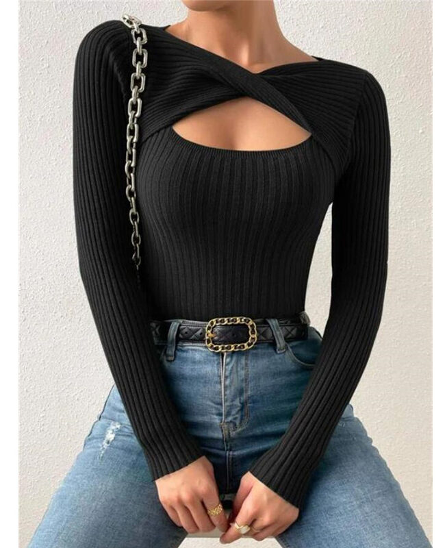 The Delphine Hollow Pullover Knitted Sweater Top Detail – La Rose Couture Tops & Blouses