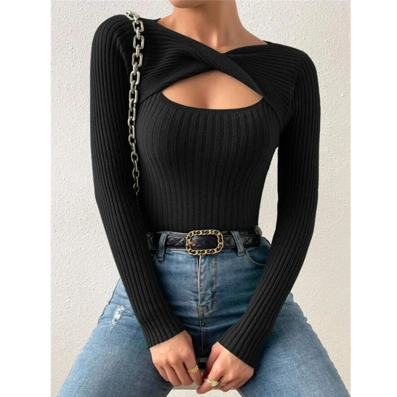 hollow pullover knitted sweater top - Image 3