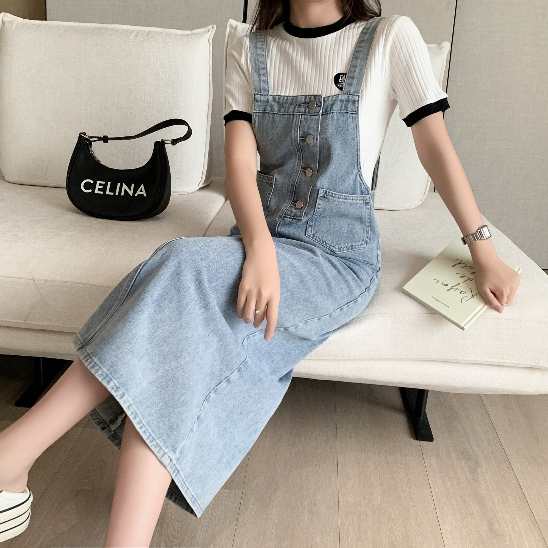 Women's Denim Suspender Dress - Image 2