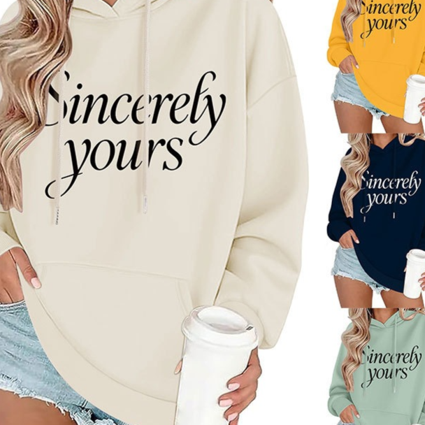 Women Casual Loose Pullover Hoodie Printed Sweatshirt