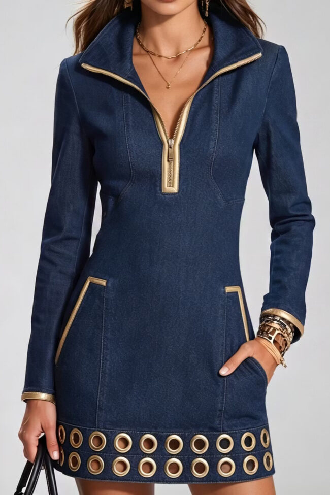 The Seraphine Long Sleeve Denim Dress – La Rose Couture Dresses & Gowns