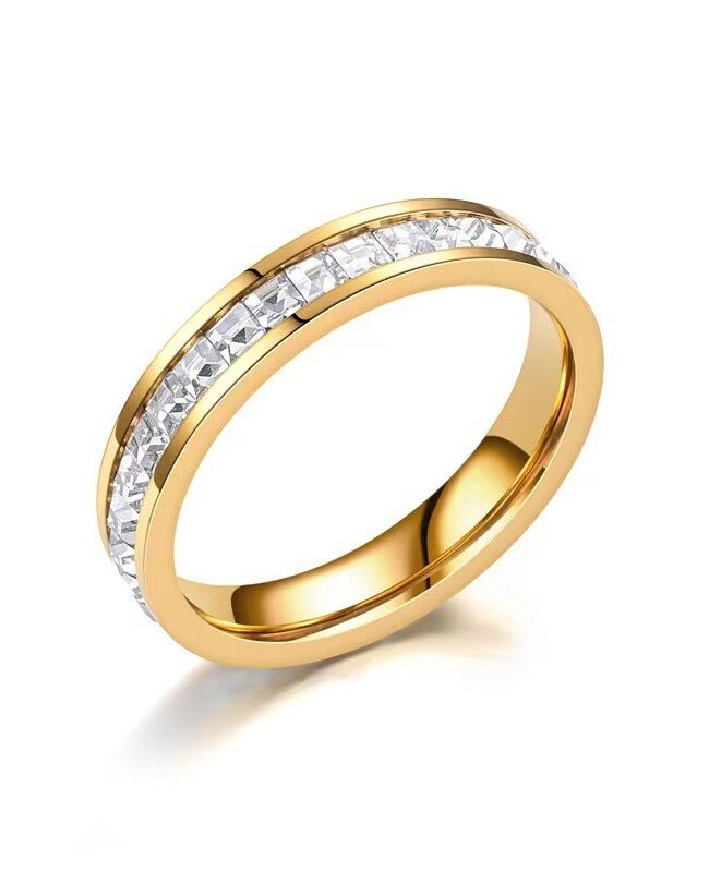 The Ariane Titanium Steel Starry Sky Square Diamond Ring Detail – La Rose Couture Jewellery & Accessories