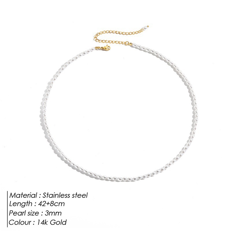 Stainless Steel Imitation Pearl Necklace Gold U-Shaped Pendant Fashion Jewelry - Image 5