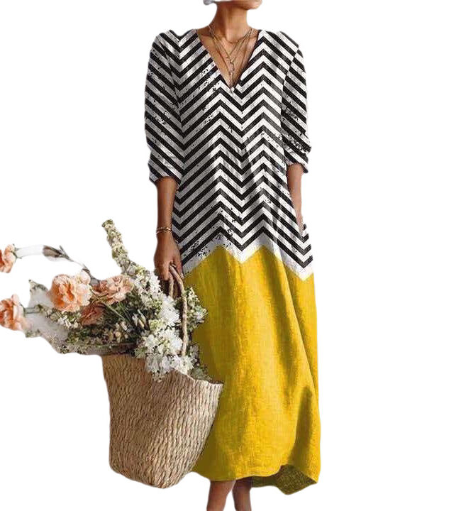 The Delphine V Neck Printed Loose Fitting Dress Detail – La Rose Couture Dresses & Gowns