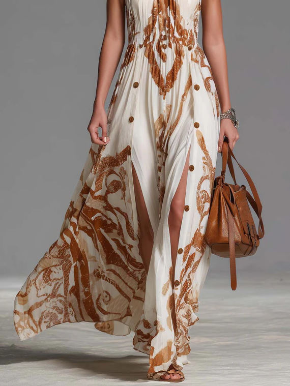Bohemian OffShoulder Slit Long Dress - Image 3