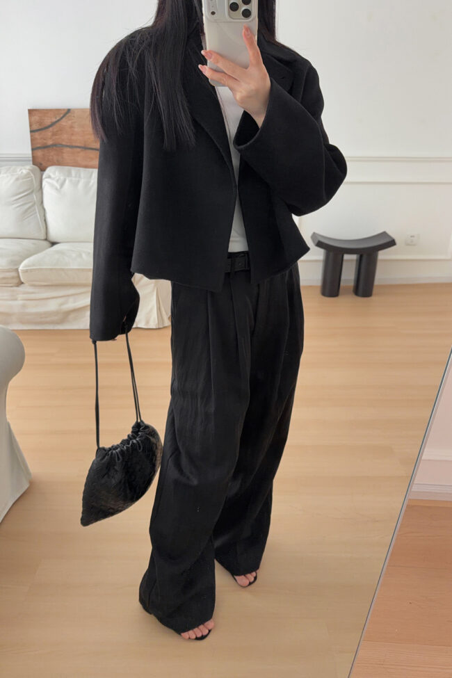The Cassandre Double Sided Wool Blend Loose Fit Coat Detail – La Rose Couture Coats & Jackets
