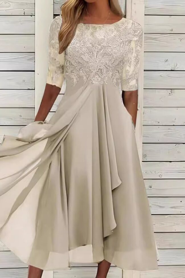 The Aurelia Elegant Chiffon Lace Spliced Dress Detail – La Rose Couture Dresses & Gowns