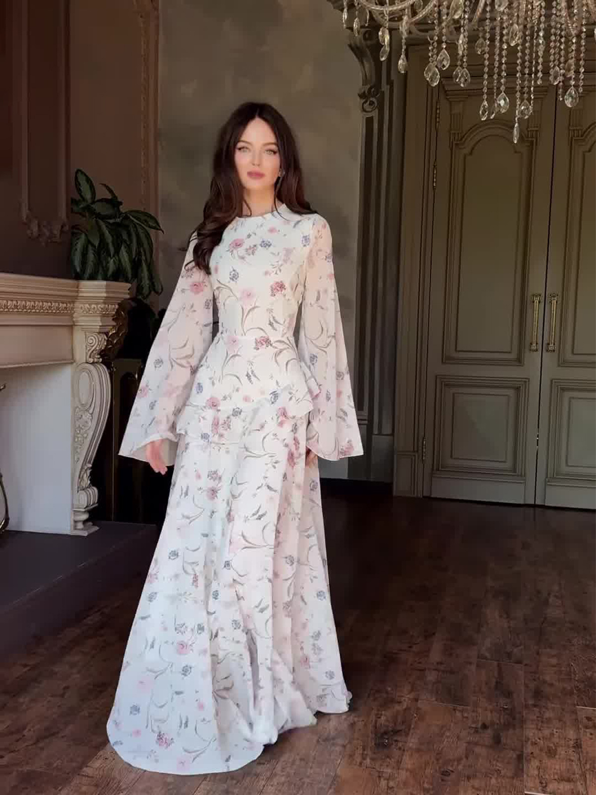 Floral Print Long Sleeve Dress - Image 5