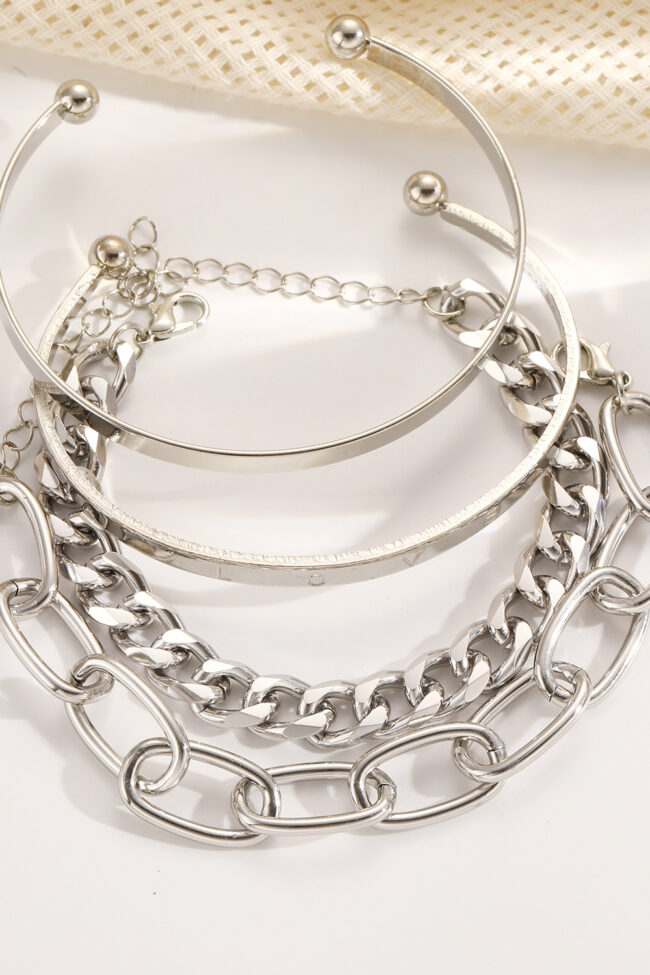 The Amelie Bohemian Geometric Love Chain Bracelet Set of 4 Light Luxury Electroplated Alloy Hand Ornaments Detail – La Rose Couture Jewellery & Accessories