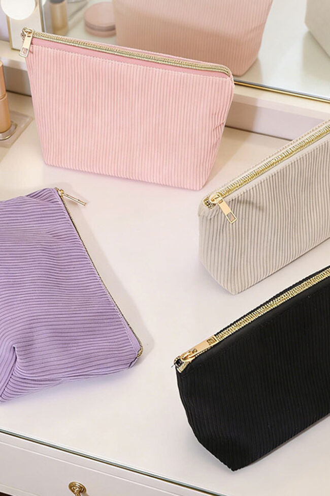 The Amandine Large Capacity Corduroy Clutch Makeup Pouch – La Rose Couture Handbags & Clutches
