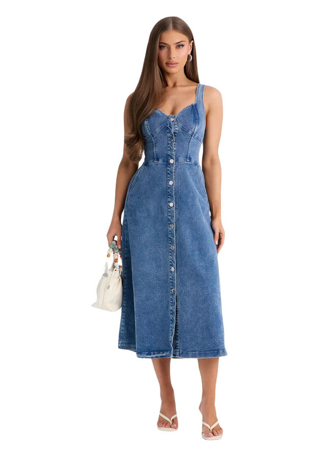 The Cyrielle Strapless Flared Denim Dress Detail – La Rose Couture Dresses & Gowns
