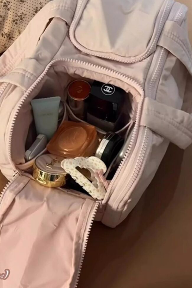 The Sabine Double Opening Cosmetic Toiletry Bag Detail – La Rose Couture Handbags & Clutches
