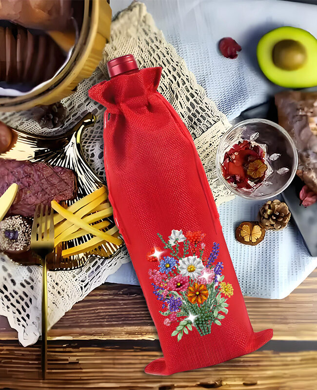 The Beatrice Diy Diamond Painting Christmas Linen Wine Gift Bag Detail – La Rose Couture Handbags & Clutches