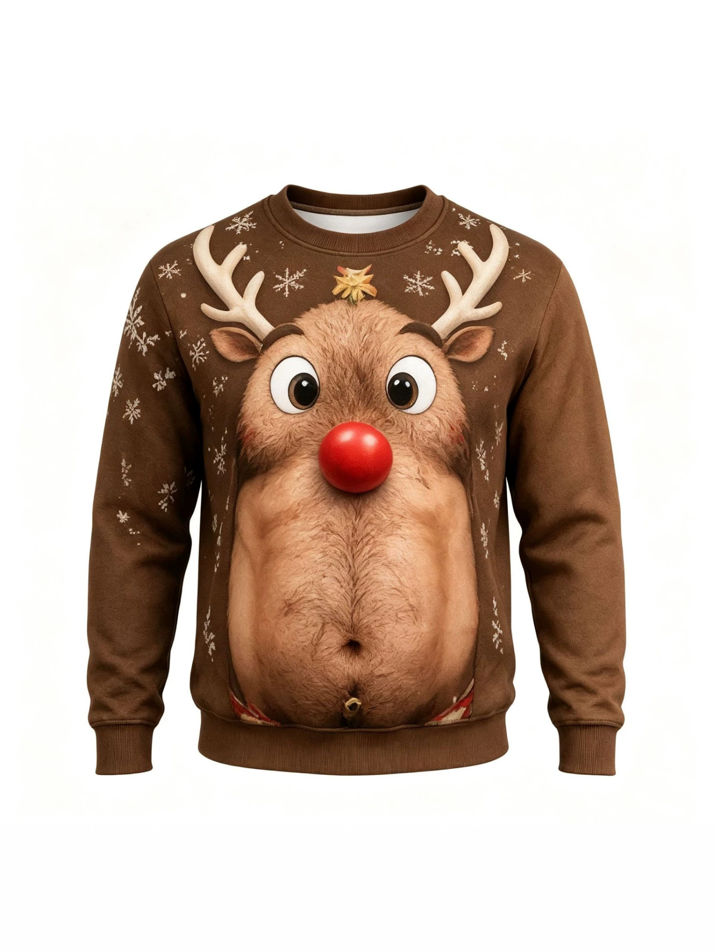 Men's 3D Printed Fake Abs Funny Crew Neck Sweatshirt Novelty Christmas Loose Top - Image 2