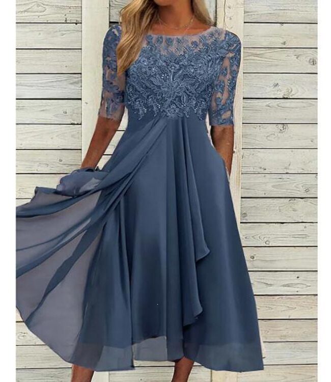 The Aurelia Elegant Chiffon Lace Spliced Dress Detail – La Rose Couture Dresses & Gowns