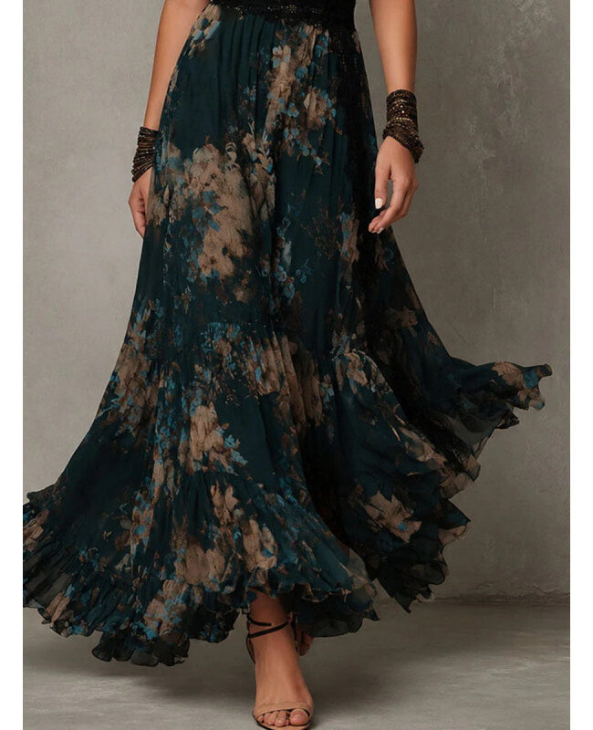 The Rosalie Floral Lace V Neck Flutter Sleeve Chiffon Dress Detail – La Rose Couture Dresses & Gowns