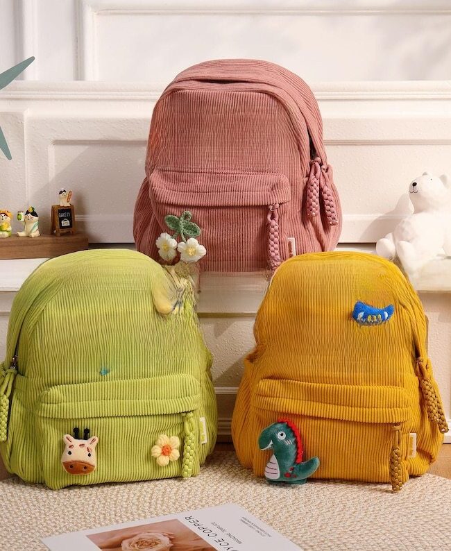 The Romane Handmade Custom Corduroy Backpack Detail – La Rose Couture Handbags & Clutches