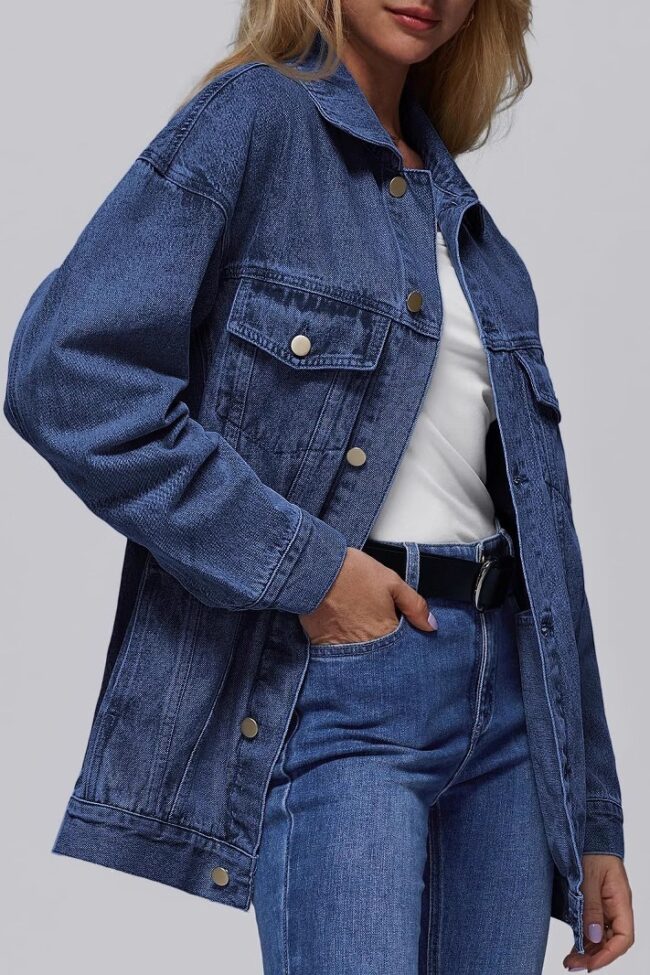 The Estelle Denim Button Front Jacket Detail – La Rose Couture Coats & Jackets