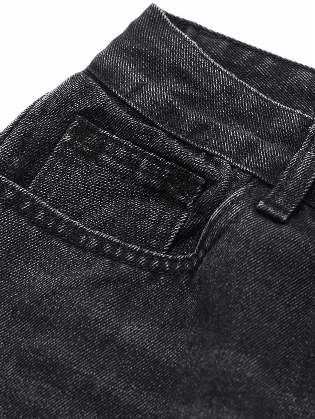 Black Washed Wide Leg Denim Pants - Image 3