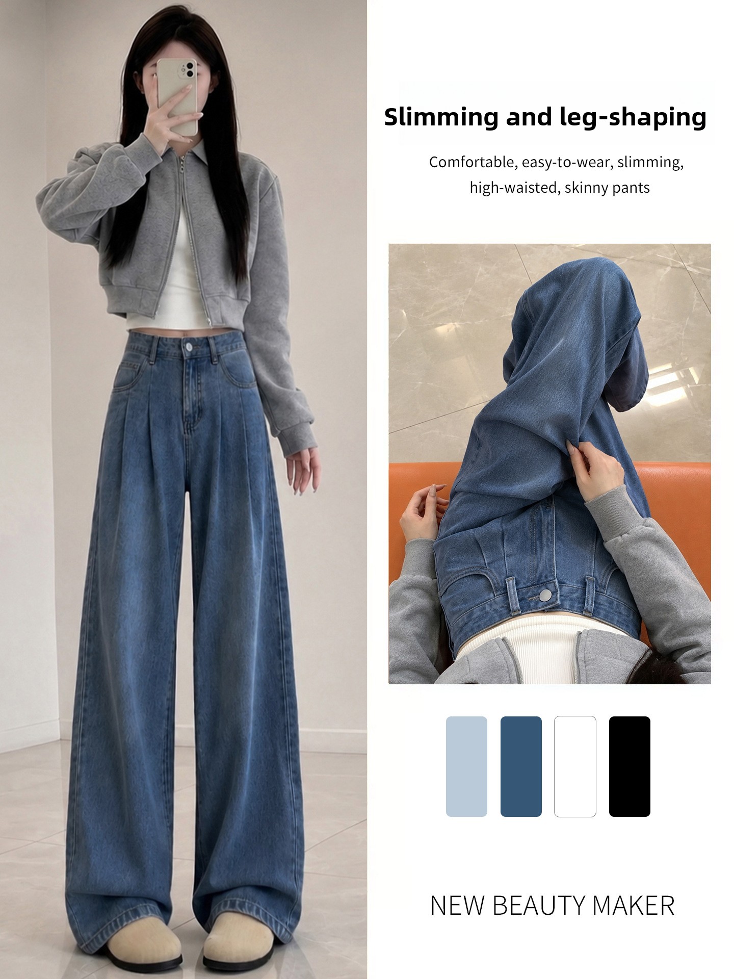 Womens Tencel Straight-Leg Wide Pants