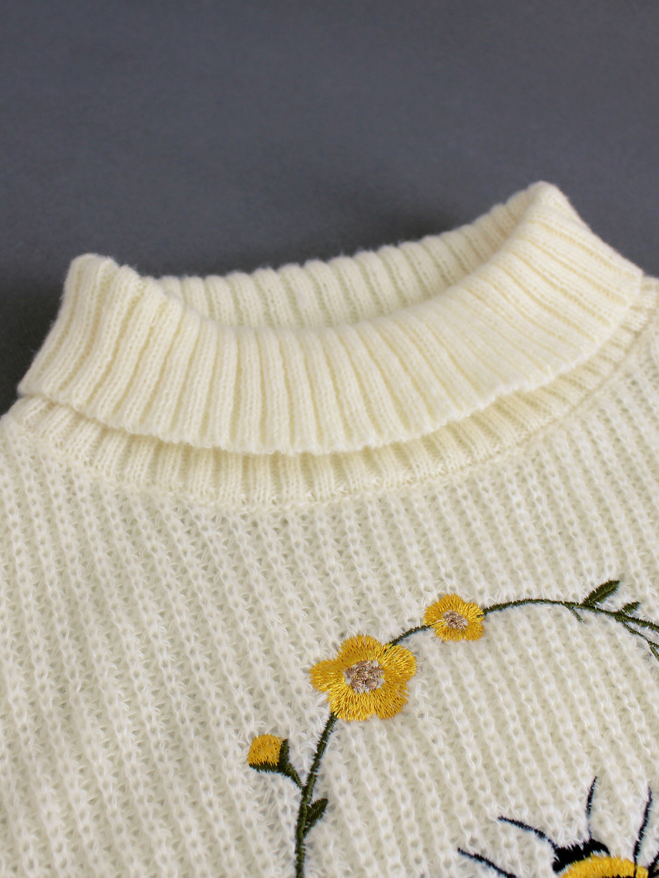 Embroidered Turtleneck Pullover Sweater - Image 3