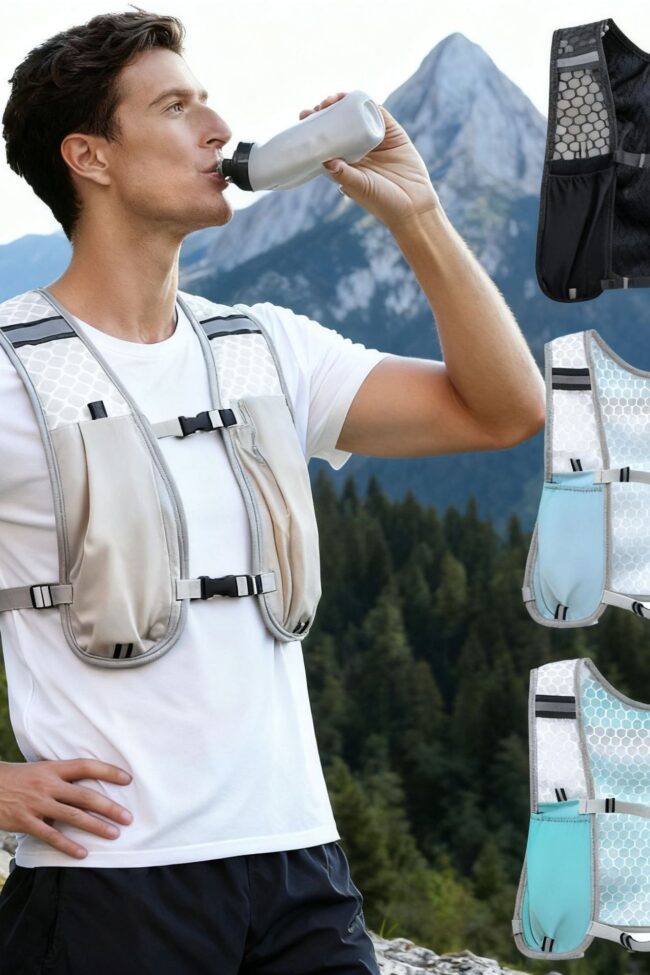 The Fabienne Outdoor Reflective Running Vest Ultra Light Multi Pocket Hiking Backpack Detail – La Rose Couture Handbags & Clutches