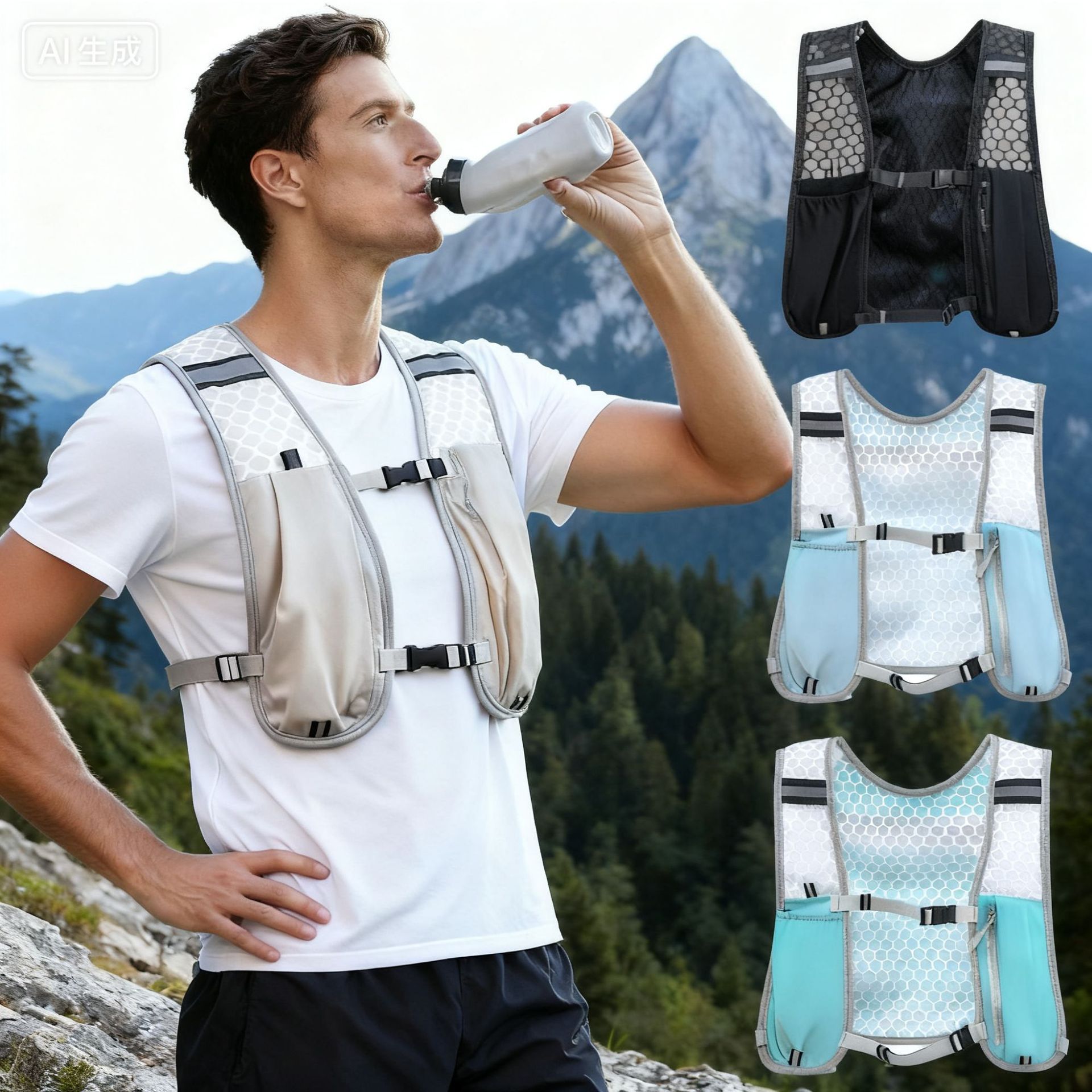 Outdoor Reflective Running Vest Ultra-Light Multi-Pocket Hiking Backpack - Image 2