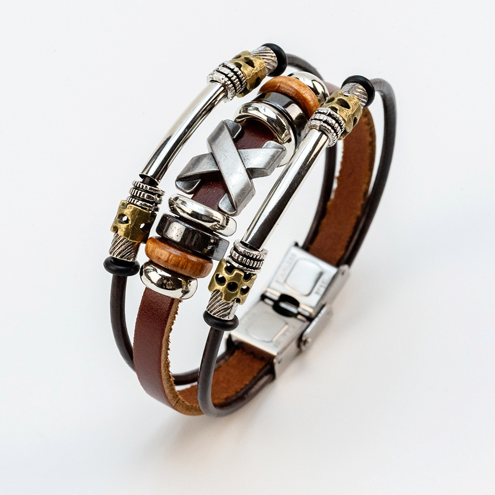 Unisex Genuine Cowhide Leather Bracelet with Stainless Steel Clasp Simple Stylish Jewelry - Image 3