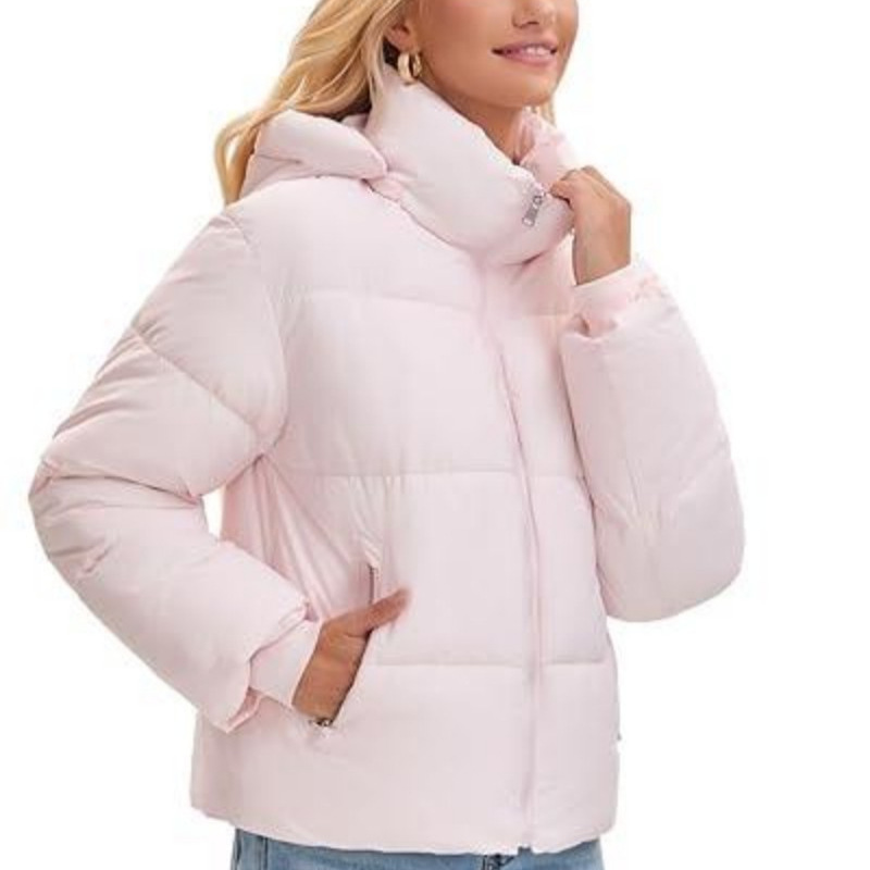 Women's short-sleeved button-down hooded cotton coat - Image 2