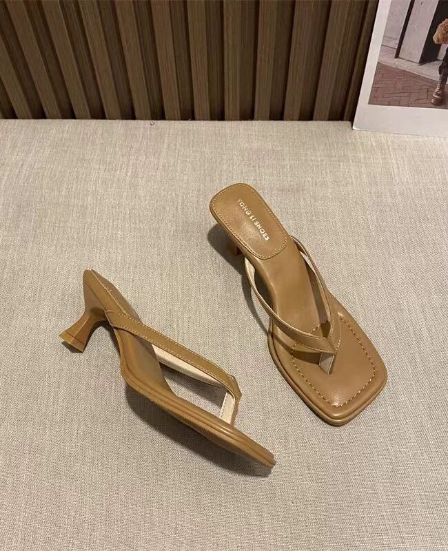 The Estelle Parisian Herringbone Square Toe Mid Heel Sandals Detail – La Rose Couture Shoes & Footwear