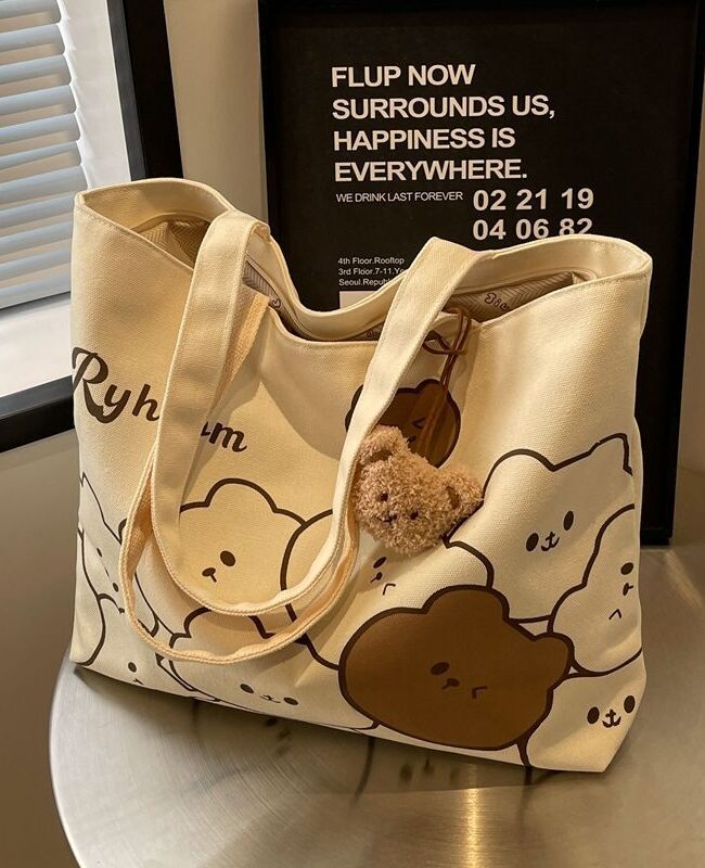 The Isaline Little Bear Canvas Bag Detail – La Rose Couture Handbags & Clutches