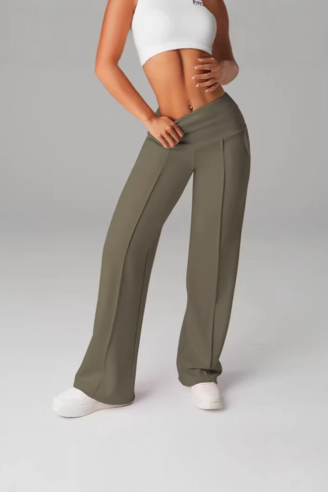 The Blanche Slim Fit Sports Straight Pants with Pockets – La Rose Couture Trousers & Skirts