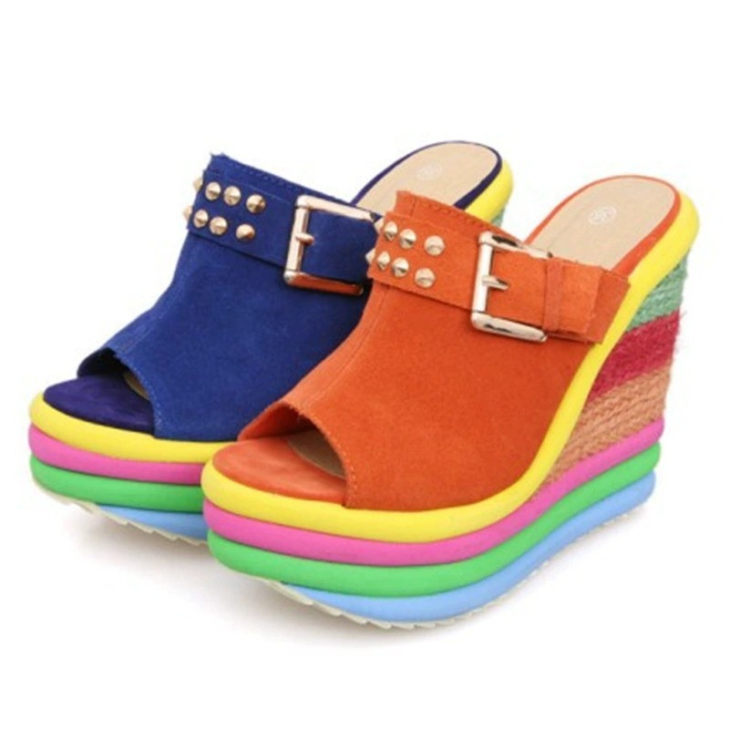 High-heeled platform shoes, genuine leather peep-toe sandals - Image 3