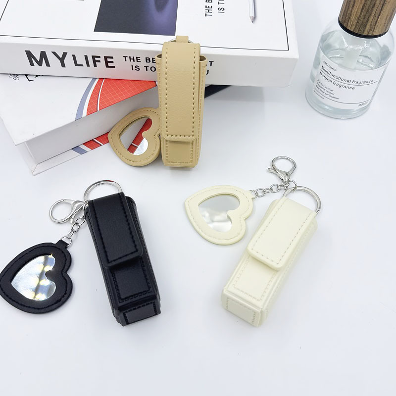 Portable Leather Lipstick Holder Keychain - Image 2