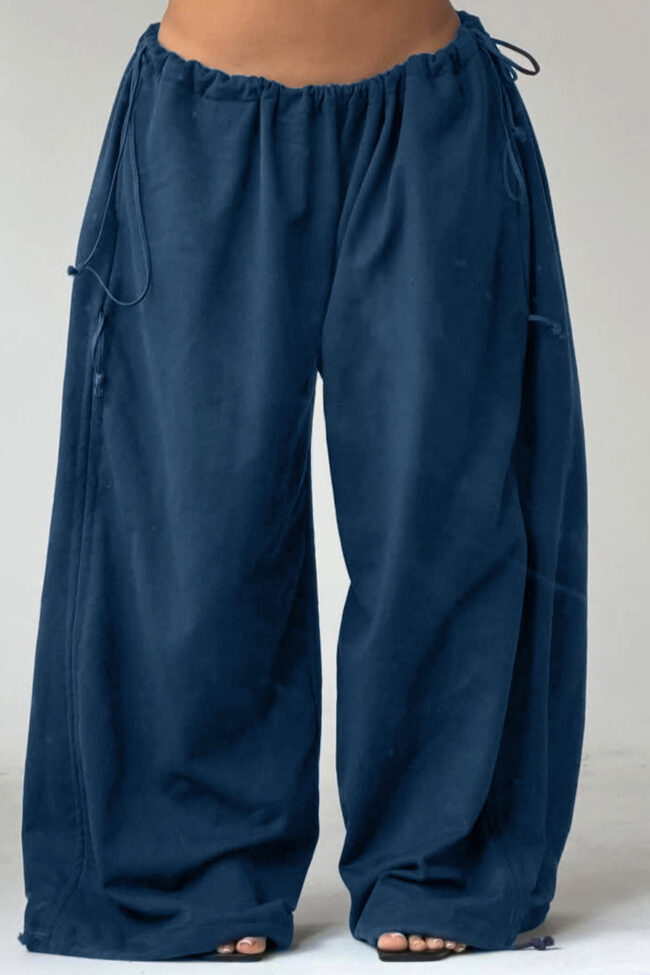 The Cecile Casual Drawstring Loose Wide Leg Pants Detail – La Rose Couture Trousers & Skirts