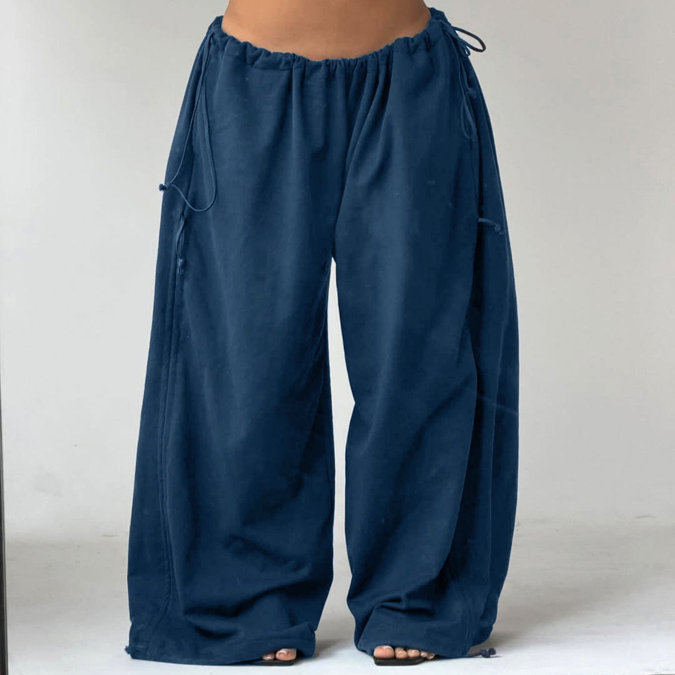 Casual Drawstring Loose Wide-Leg Pants - Image 5