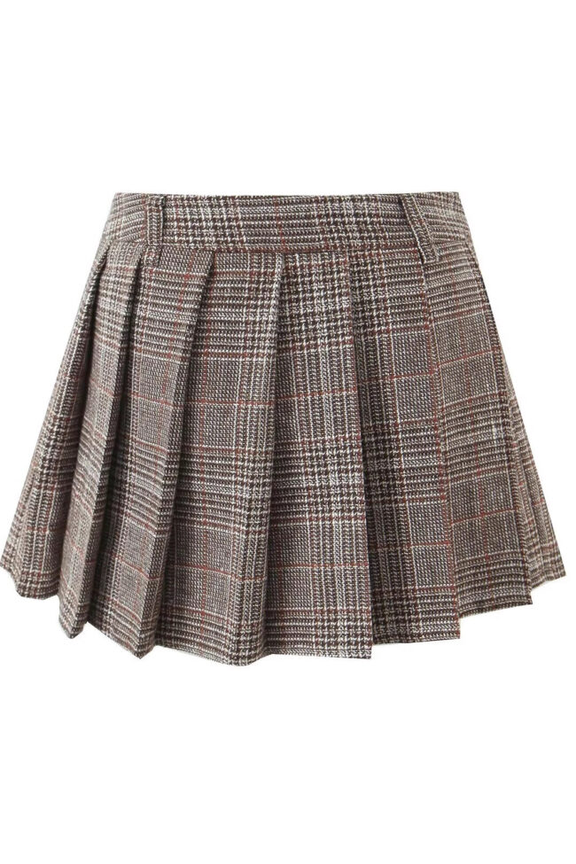 The Genevieve Pleated Skirt Plaid Anti Running Detail – La Rose Couture Trousers & Skirts