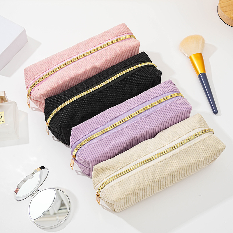 Corduroy Multi-purpose Storage Bag Pencil Case Cosmetic Organizer - Image 4